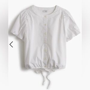 NWT J. Crew Factory White Puff-sleeve tie-waist top